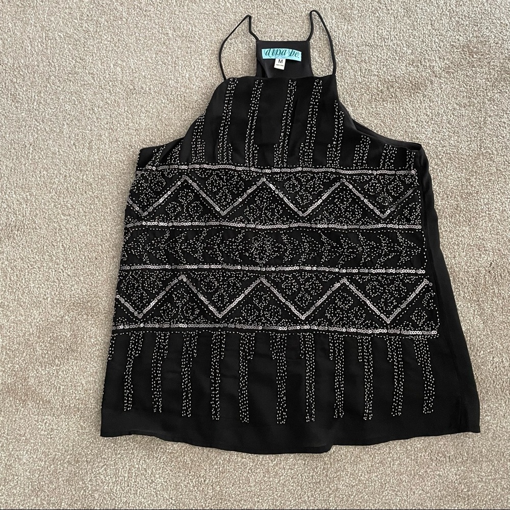 Boutique black sequin top
